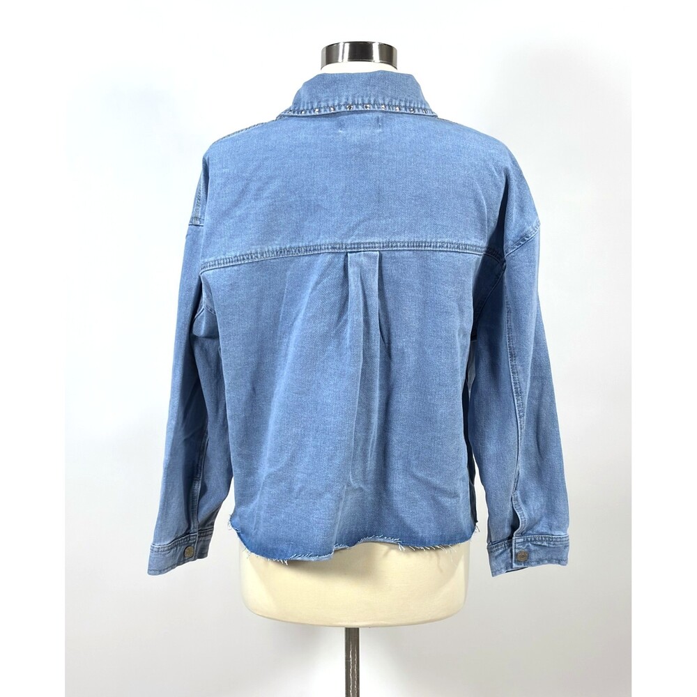 Sincerely Jules Denim Button Up Shirt Jacket Studded Western NWT - Medium - Picture 3 of 6